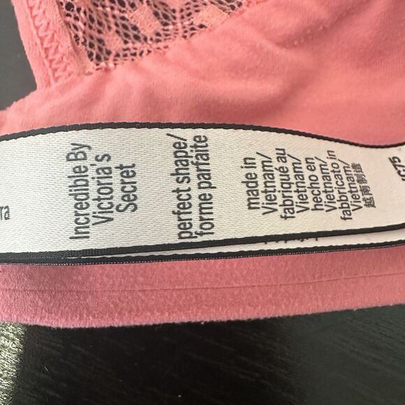 Incredible By Victorias Secret Bra Pink Perfect Shape 34c Lace Straps Wired - Picture 6 of 7